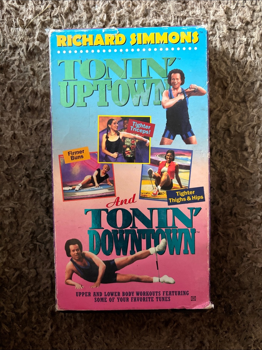 Richard Simmons Tonin' UpTown And Tonin' DownTown Workout VHS - Pink & Aqua